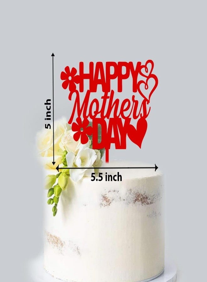 Suruchi Strokes Mother’s Day Cake Topper | Happy Mother’s Day Acrylic Cake Decoration Item (Red) - Image 3